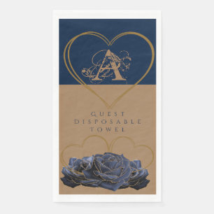 Guest Disposable Towel Romance in Gold and Blue Napkin