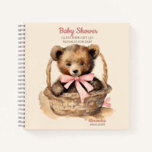 Guest Gift List Baby Bear Girl Baby Shower Notebook