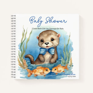 Guest Gift List Baby Otter Boy Baby Shower Notebook