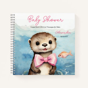 Guest Gift List Baby Otter Girl Baby Shower Notebook