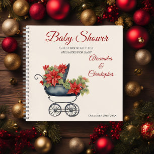 Guest Gift List Christmas Carriage Baby Shower Notebook