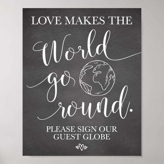 Guest Globe Wedding Table Sign (Front)