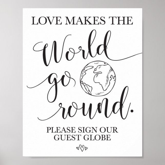 Guest Globe Wedding Table Sign (Front)