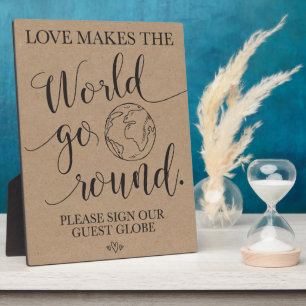 Guest Globe Wedding Table Sign Plaque