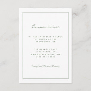 Guest Hotel  Accommodations Green Details Wedding  Enclosure Card