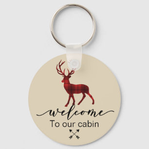 Guest House Rental Property Vacation Cabin Welcome Key Ring