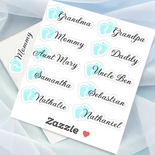 Guest List 10 Names Calligraphy Blue Footprints  (Creator Uploaded)