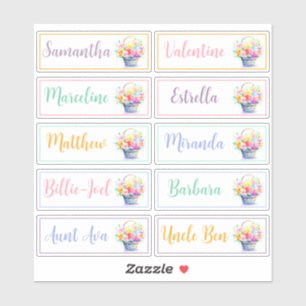 Guest List 10 Names Calligraphy Pastel Bouquet