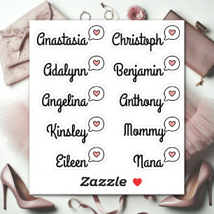 Guest List 10 Names Funny Fun Pink Speech Bubble