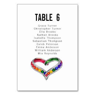 Guest list both sides Intertwined in Pride Table Number