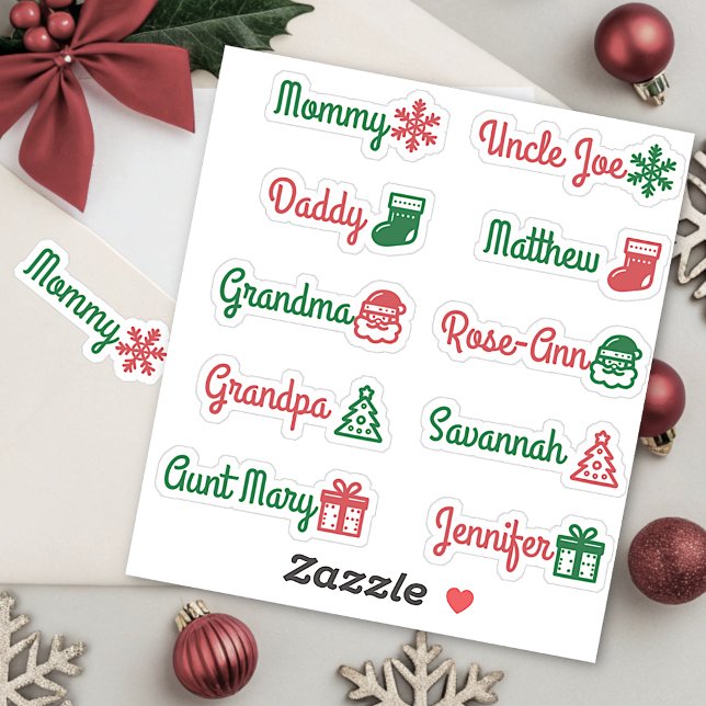 Guest List Names Cute Christmas Symbols Red Green (Creator Uploaded)