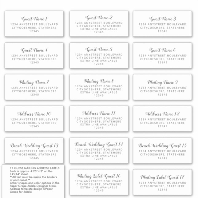 Guest Mailing Address Sticker Label (Front)