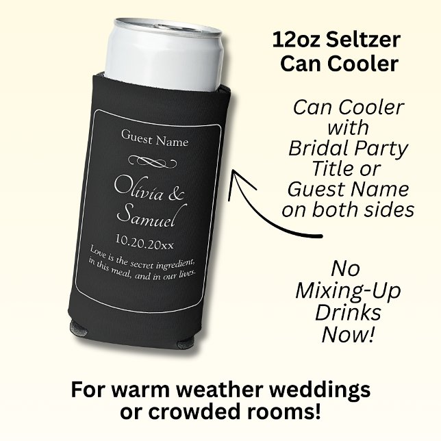 Guest Name Date Message Black White Infinity Seltzer Can Cooler (Creator Uploaded)