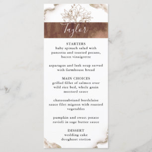 Guest Name Menu, Elegant Earth Tones Watercolor Menu