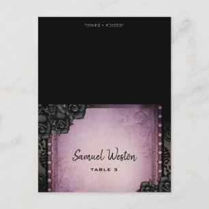 Guest Name Printed Place Card Purple Gothic
