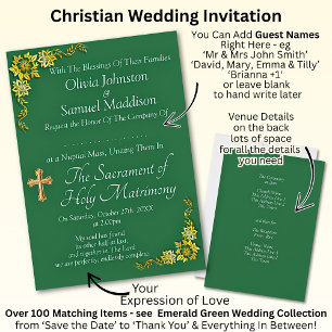 Guest Names, Christian Emerald Green & Gold Invitation