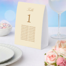 Guest Names Cream Beige Paper Table Tent
