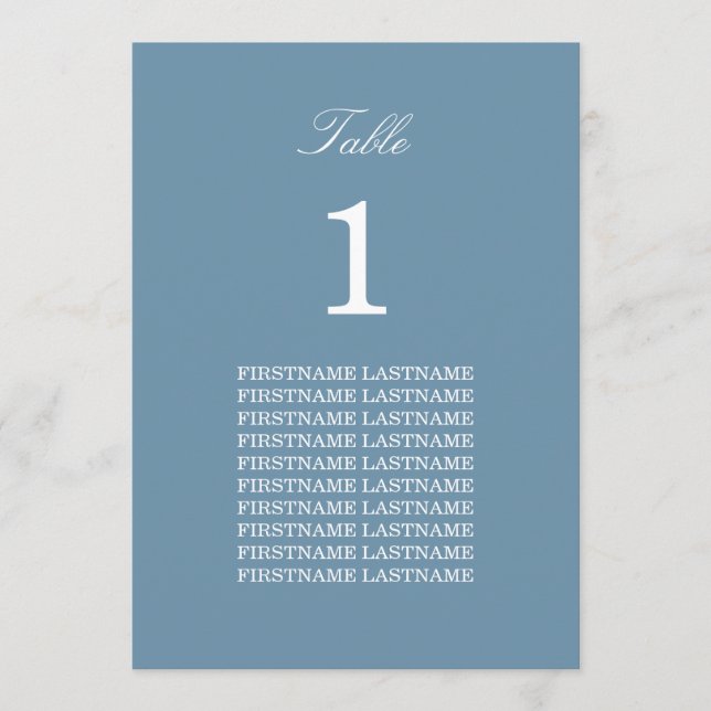 Guest Names Dusty Blue Table Card (Front)