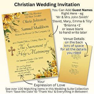 Guest Names, Golden Yellow Flowers Wedding Suite Invitation