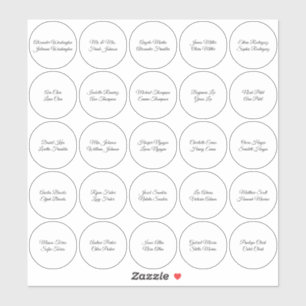Guest Names on 25 White Circles