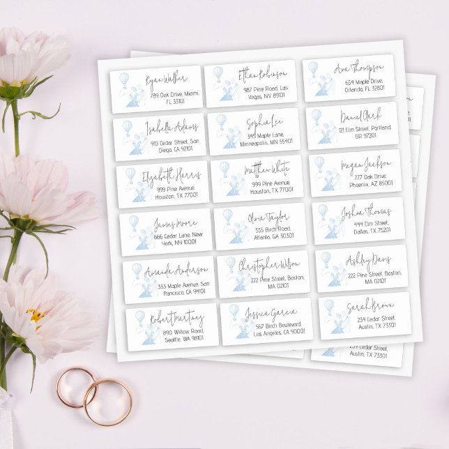 Guest Return Address Toile De Jouy Blue Romantic (Simple Script Wedding Guest Address Labels)