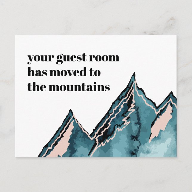 Guest Room Moved Rustic Mountains New Address Announcement Postcard (Front)