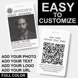 Guest Speaker Author Event Logo QR Code Photo ID Badge