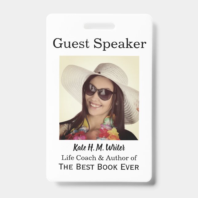 Guest Speaker Event Your Photo ID Identification Badge (Front)