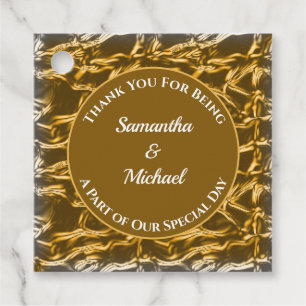 Guest Thank You Gold Silver Crinkled Metal Wedding Favour Tags
