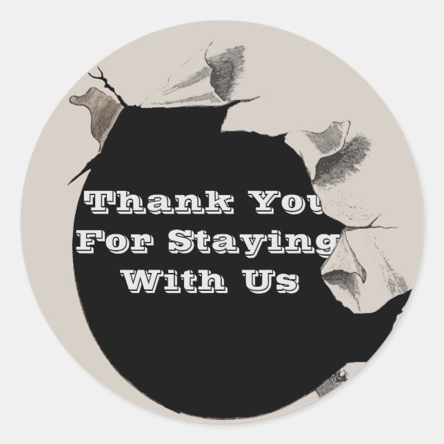 Guest Thank You Rental Home Torn Paper Promotional Classic Round Sticker (Front)