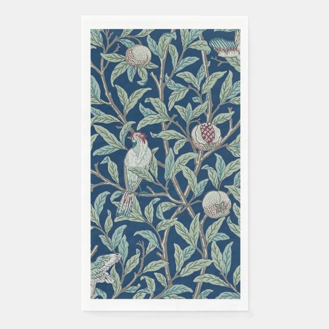 GUEST TOWEL : WILLIAM MORRIS : POMEGRANATES & BIRD NAPKIN (Front)
