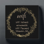 Guest Visitor WIFI information Password Gold Black Plaque<br><div class="desc">This design was created though digital art. It may be personalised in the area provided by changing the photo and/or text. Or it can be customised by choosing the click to customise further option and delete or change the colour the background, add text, change the text colour or style, or...</div>