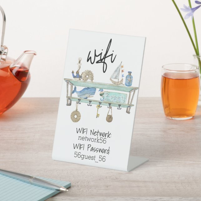 Guest Visitor WIFI information STR Rental Beach  Pedestal Sign (In SItu)