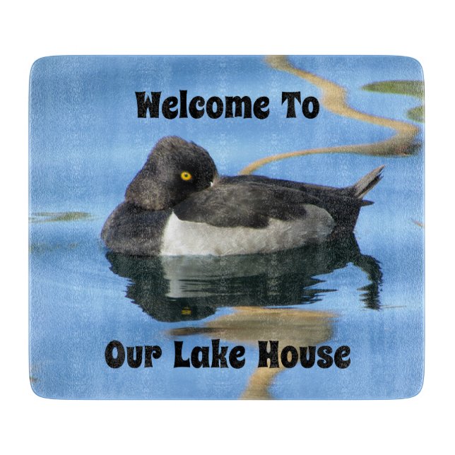 Guest Welcome Black White Duck Photo Lake House Cutting Board (Front)
