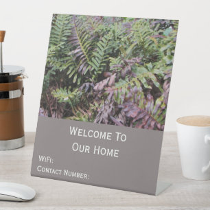 Guest Welcome Forest Ferns Nature Vacation Rental Pedestal Sign