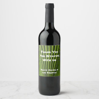Guest Welcome Green Palm Leaf Vacation Home Wine Label