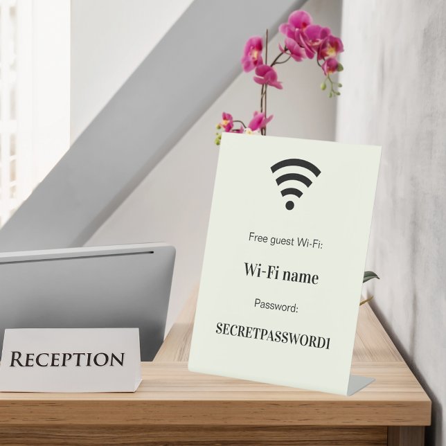 Guest wifi network password ivory pedestal sign (Creator Uploaded)