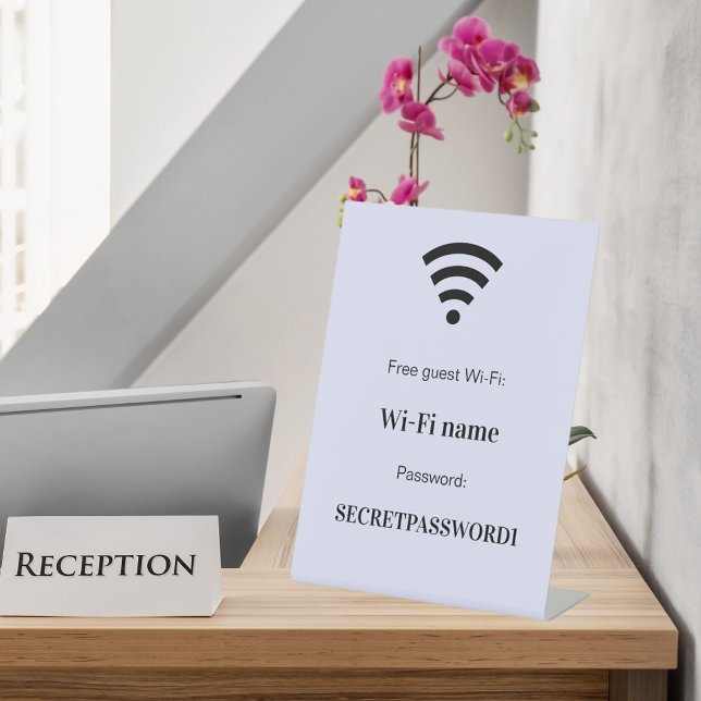Guest wifi network password lavender pedestal sign (Creator Uploaded)