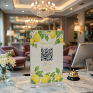 Guest WiFi Sign with QR Code Decorated with Lemons