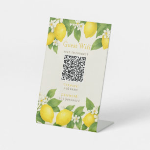 Guest WiFi Sign with QR Code Decorated with Lemons