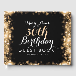 Guestbook 30th Birthday Gold Sparkling Lights