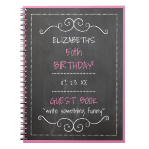 Guestbook 50th Birthday Party Celebration Chalk Spiral Notebook