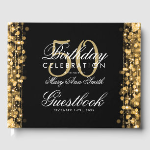 Guestbook 50th Birthday Party Sparkles Gold