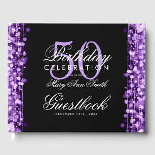 Guestbook 50th Birthday Party Sparkles Purple