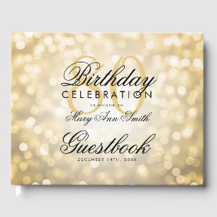 Guestbook 80th Birthday Party Gold Glitter Light