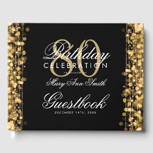Guestbook 80th Birthday Party Sparkles Gold