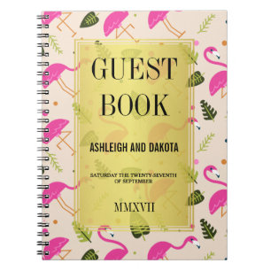 Guestbook   Fabulous Modern Hot Pink Flamingos Notebook