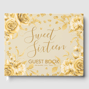 Guestbook Gold Sweet 16 Glitter Confett