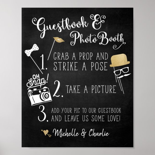 Guestbook Photo Booth Chalkboard Sign (Front)