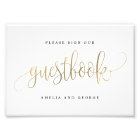 Guestbook Sign Choose Your Size Faux Gold